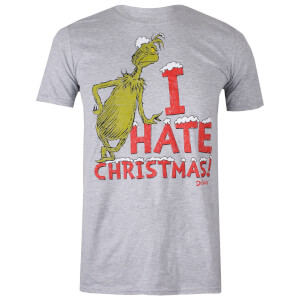 T-Shirt Homme Je Déteste Noël le Grinch - Gris Chiné