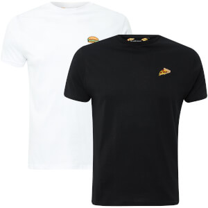 Lot de 2 T-Shirts Homme Dorado Hamburger & Pizza Brave Soul - Blanc / Noir