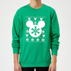 Felpa Disney Topolino Christmas Snowflake Silhouette Green Christmas