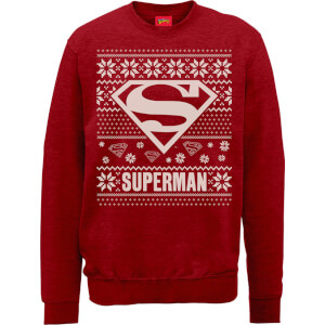 DC Superman Christmas Knit Logo Red Christmas Sweatshirt