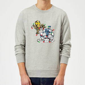 Star Wars Tangled Fairy Lights Droids Grey Christmas Sweatshirt