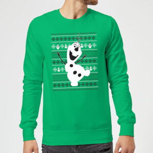 Disney Frozen Christmas Olaf Dancing Green Christmas Sweatshirt