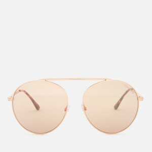 Tom Ford Women's Simone Aviator Style Sunglasses - Rose Gold/Brown Mirror