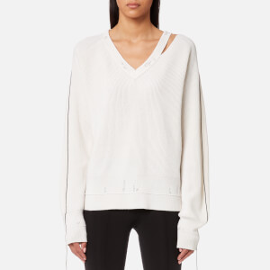 Helmut Lang Women's Distressed Wool Jumper - Ivory