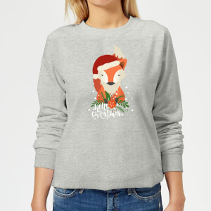 Christmas Fox Hello Christmas Women's Sweatshirt - Grey