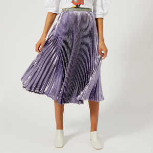 Christopher Kane Women's Lame Pleated Skirt - Purple