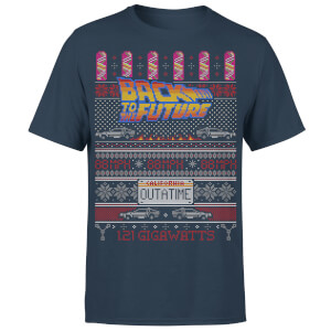 Back To The Future OUTATIME Men's Christmas T-Shirt - Navy