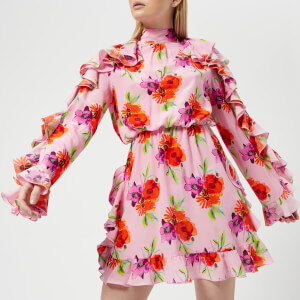 MSGM Women's Frill Detail Mini Dress - Pink