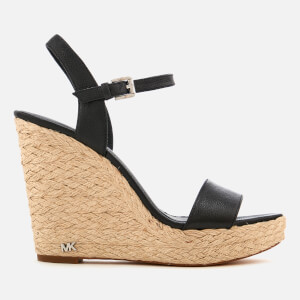 MICHAEL MICHAEL KORS Women's Jill Tumbled Leather Wedged Sandals - Black