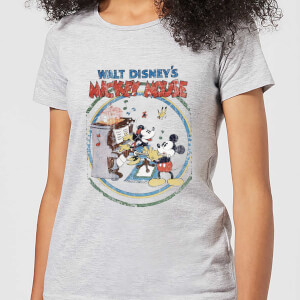 T-Shirt Femme Mickey & Minnie Mouse Piano Rétro (Disney) - Gris