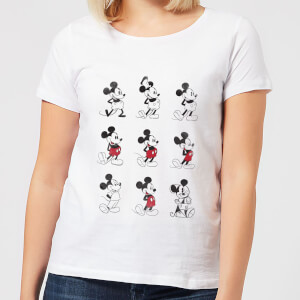 T-Shirt Femme Mickey Mouse Évolution 9 Poses (Disney) - Blanc
