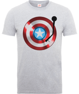 T-Shirt Homme Marvel Avengers Assemble - Bouclier Captain America Record - Gris