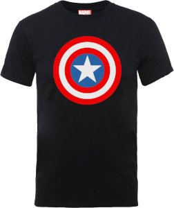 Marvel Avengers Assemble Captain America Simple Shield T-Shirt - Black
