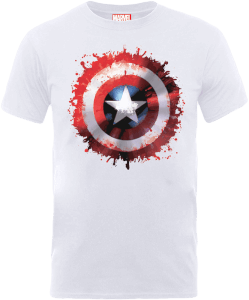 T-Shirt Homme Marvel Avengers Assemble - Badge Bouclier Captain America - Blanc