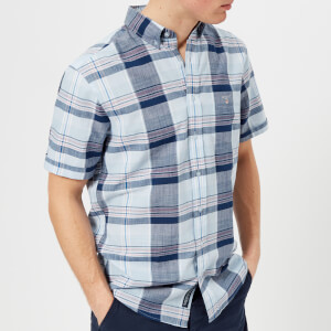 GANT Men's Blue Pack Madras Short Sleeve Shirt - Capri Blue