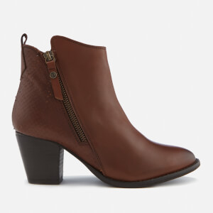 Dune Women's Pontoons Leather Heeled Ankle Boots - Tan