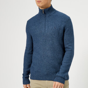 Polo Ralph Lauren Men's Half Zip Knit Jumper - Derby Blue Heather