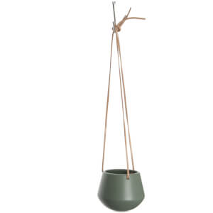 Present Time Small Skittle Ceramic Hanging Pot - Matt Jungle Green
