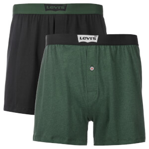 Levi's Men's Long Jersey 2 Pack Boxers - Dark Green