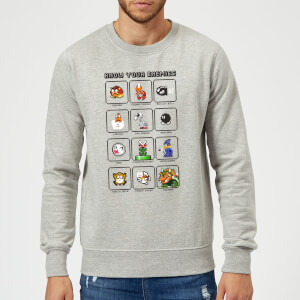 Nintendo Super Mario Know Your Enemies Sweatshirt - Grey