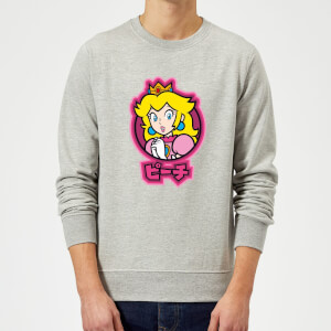 Nintendo Super Mario Peach Kanji Sweatshirt - Grey