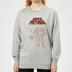 Sweat Femme Super Metroid (Nintendo) Ridley et Samus - Gris