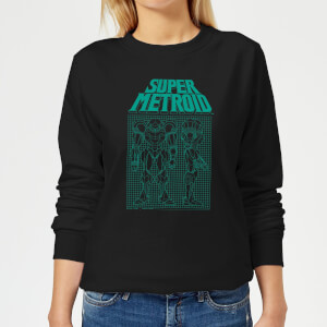 Sweat Femme Super Metroid (Nintendo) Power Suit Blueprint Black - Noir