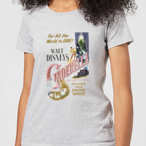 Disney Princess Cinderella Retro Poster Women's T-Shirt - Grey