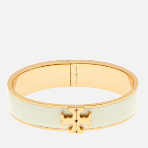 Tory Burch Women's Raised Logo Enamel Hinged Bracelet - New Ivory/Gold