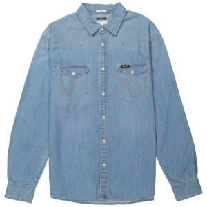 Wrangler Men's Western Denim Shirt - Light Indigo