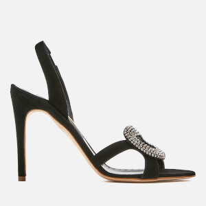 Rupert Sanderson Women's Aurora Swarovski Pebble Suede Heeled Sandals - Black