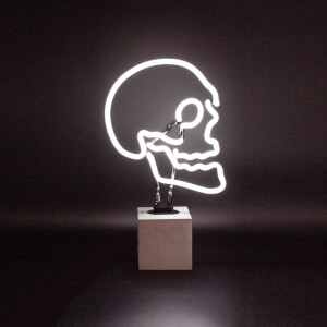 Mini Lampe Néon Tête de Mort - Base en Ciment