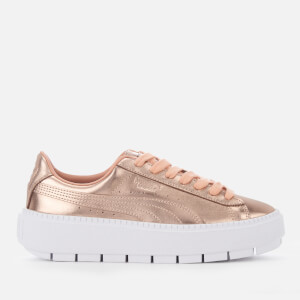 Puma Women's Trace Basket Platform Trainers - Dusty Coral/Puma White