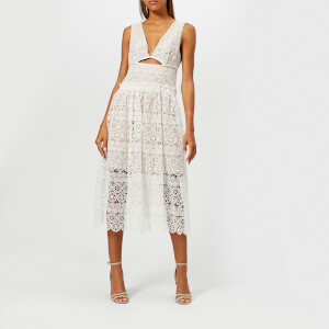 Self-Portrait Women's Cut Out Lace Midi Dress - White
