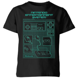 Nintendo NES Controller Blueprint Kid's T-Shirt - Black