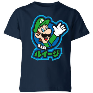 Nintendo Super Mario Luigi Kanji Kid's T-Shirt - Navy
