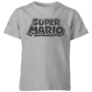Nintendo Super Mario Distressed Logo T-Shirt Kinder T-Shirt - Grau