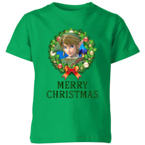Nintendo The Legend Of ZeldaMerry Christmas Wreath Kinder T-Shirt - Grün