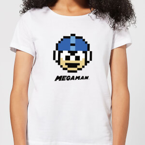 Mega Man Pixel Face Women's T-Shirt - White