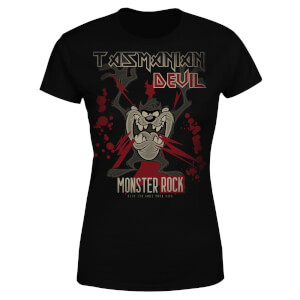 T-Shirt Femme Taz Diable de Tasmanie Monster Rock Looney Tunes - Noir