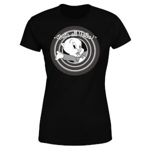 T-Shirt Femme That's All Folks ! Porky Pig Looney Tunes - Noir