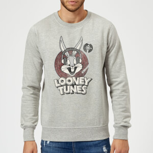 Looney Tunes Bugs Bunny Circle Logo Sweatshirt - Grey