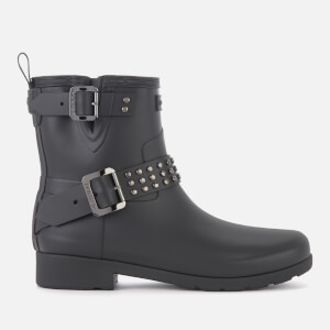Hunter Women's Refined Stud Biker Short Boots - Black