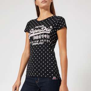 Superdry Women's Vintage Logo Aop Entry T-Shirt - Black Polka Dot