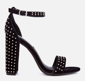 Steve Madden Women's Carrson Suede Barely There Block Heeled Sandals - Black