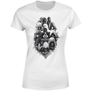 Assassin's Creed Greyscale Hooded Faces Women's T-Shirt - White