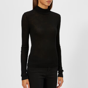 T by Alexander Wang Women's Sheer Wooly Rib Long Sleeve Fitted Turtleneck Jumper - Black