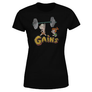 T-Shirt Femme La Famille Pierrafeu Bamm-Bamm Muscu - Effet Abîmé - Noir
