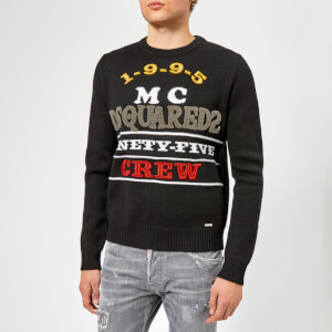 Dsquared2 Men's Logo Knitted Jumper - Black Embroidered