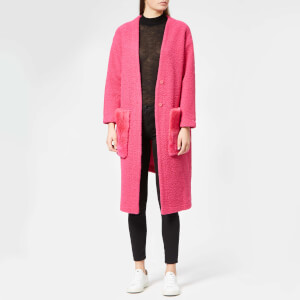 Anne Vest Women's May Asymmetric Cardigan - Pink with Pink Shearling Pocket
